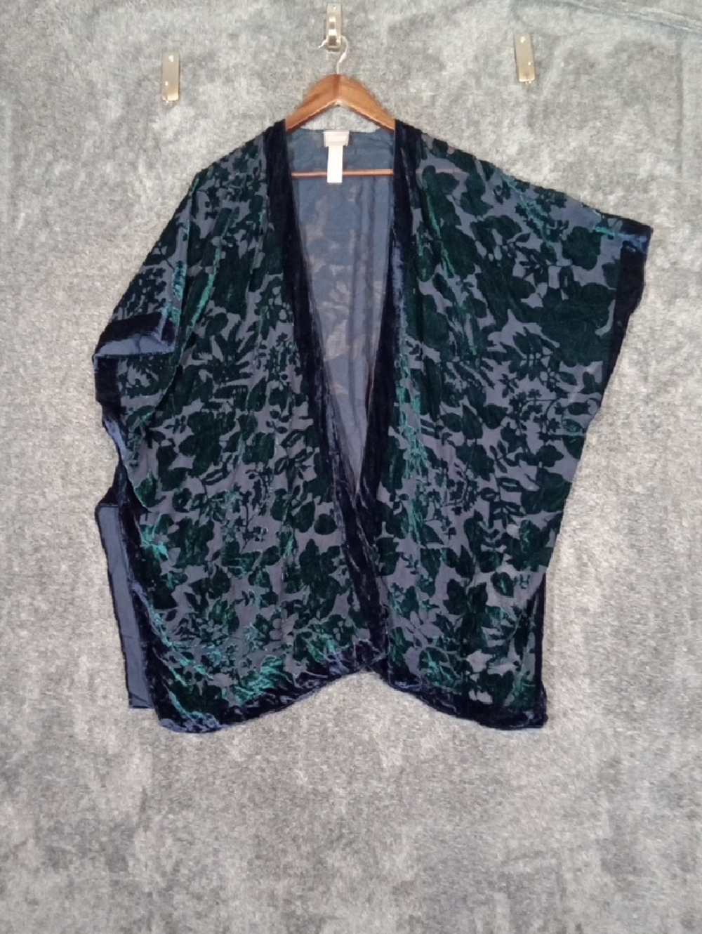 Chicos  Kimono Burn Out Cardigan Blue Teal Open Front Boho Fairy Womens L/lX - Picture 3 of 7